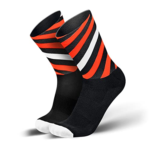 INCYLENCE Curls Sportsocken lang, leichte Running Socks mit Anti-Blasenschutz, atmungsaktive Laufsocken, Compression Socks, schwarz rot weiß, 35-38 von INCYLENCE