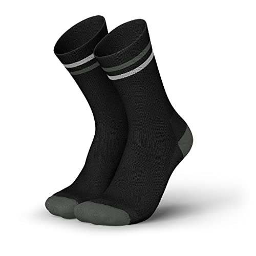 INCYLENCE High-Viz reflektierende Laufsocken lang, Running Socks, atmungsaktive Sportsocken mit Anti-Blasen Schutz, Kompressionsstrümpfe (V1 Schwarz 35-38) von INCYLENCE