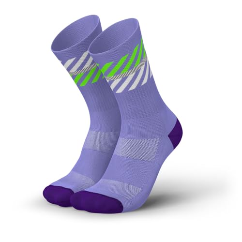 INCYLENCE Lanes · dünne Merinosocken lang, atmungsaktive Sportsocken mit Anti-Blasen Schutz, 40% wärmeisolierende Merinowolle, Herbst & Frühlings Socken · Wander- & Fahrradsocken (39-42, Purple Green) von INCYLENCE