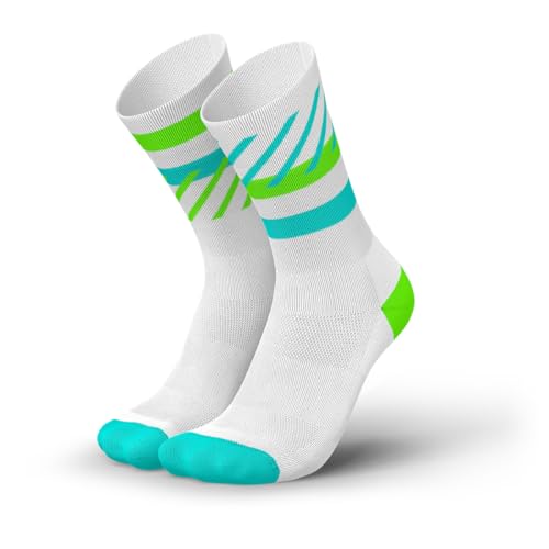 INCYLENCE Laufsocken für Damen und Herren mit leichter Kompression,1 Paar (DE/NL/SE/PL, Numerisch, 39, 42, Regular, Regular, Disrupts Green Cyan) von INCYLENCE