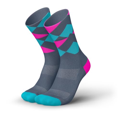 INCYLENCE Laufsocken für Damen und Herren mit leichter Kompression,1 Paar (DE/NL/SE/PL, Numerisch, 43, 46, Regular, Regular, Peaks Zucchero Cyan) von INCYLENCE