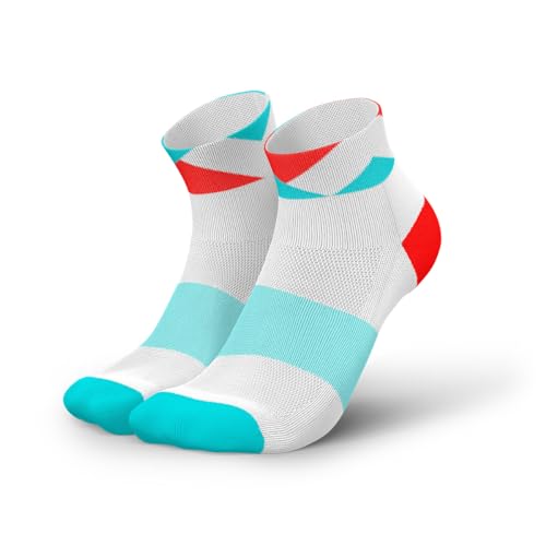 INCYLENCE Laufsocken kurz für Damen und Herren mit leichter Kompression,1 Paar (DE/NL/SE/PL, Numerisch, 35, 38, Regular, Regular, Peaks Cyan Inferno) von INCYLENCE