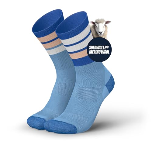 INCYLENCE MERINO Laufsocken und Wandersocken für Damen und Herren, 1 Paar (DE/NL/SE/PL, Numerisch, 43, 46, Regular, Regular, Strive Blue Light Pink) von INCYLENCE