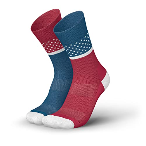 INCYLENCE RENEWED 97 Evolution · recycelte Laufsocken lang, atmungsaktive & nachhaltige Running Socks mit Blasenschutz Kompressionssocke, Petrol Red von INCYLENCE