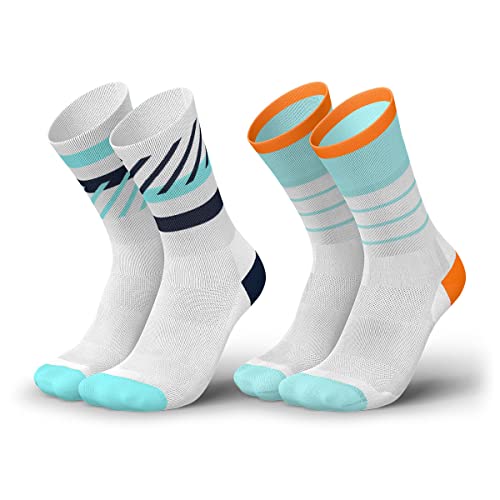 INCYLENCE RUNNING Blue Bundle gepolsterte Laufsocken lang, schweißableitende Running Socks unisex, atmungsaktive Sportsocken mit Anti-Blasen Schutz, leichte Kompression, 35-38 von INCYLENCE