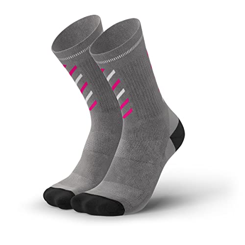 INCYLENCE Rise gepolsterte Merinosocken lang, Winter Socks, atmungsaktive Sportsocken mit Anti-Blasen Schutz, Kompressionsstrümpfe (Grey Pink, 39-42) von INCYLENCE