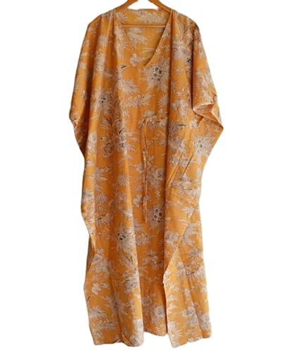 INDACORIFIE Indischer handgefertigter Damen-Kaftan aus Baumwolle, Bequeme Kleidung, Handblockdruck, Kaftankleid, Strandkleid, von INDACORIFIE