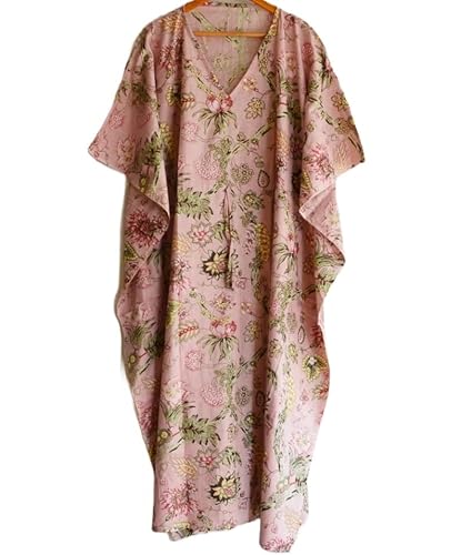 INDACORIFIE Indischer handgefertigter Damen-Kaftan aus Baumwolle, Bequeme Kleidung, Kaftan mit Handblockdruck, von INDACORIFIE