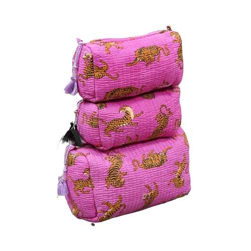 INDACORIFY 3er Set Gesteppte Kulturtasche, Kosmetiktasche für Damen, Reisetasche, Gesteppte Waschtasche, Kleine Kulturtasche Set Taschen von INDACORIFY