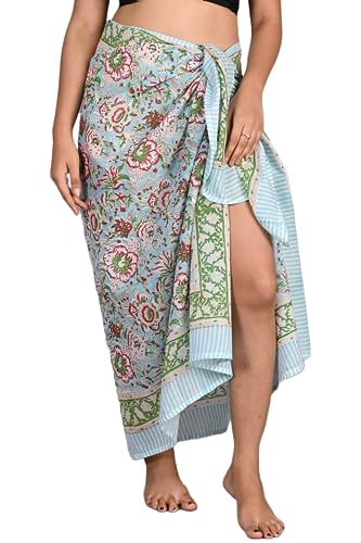 INDACORIFY Bedruckter Sarong-Badeanzug, Wickelüberzug, Boho-Strand-Bikinirock, Pareo-Schal, Stola, leichter Schal für Damen im Sommer (Design-22) von INDACORIFY