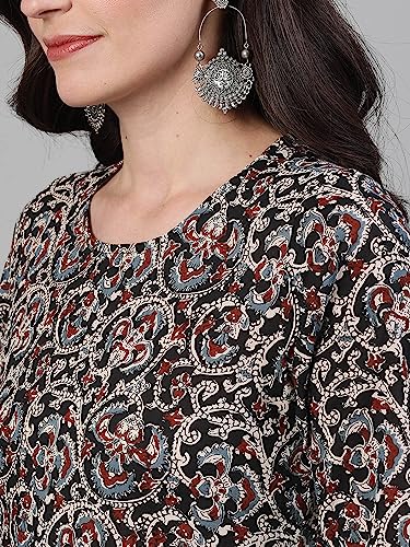 INDACORIFY Bedrucktes Kurti-Hosen-Set aus Viskose für Mädchen und Frauen, festliche Party-Bürokleidung, traditioneller Salwar Kameez (Medium(38)) von INDACORIFY