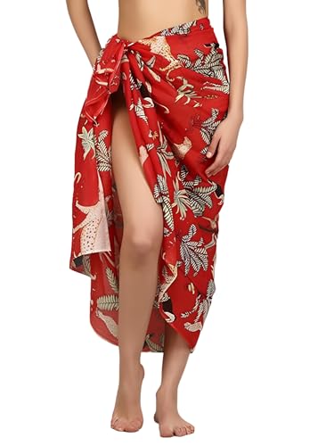 INDACORIFY Indischer Sarong-Strand-Wickelbezug, Reine Baumwolle, Bedruckt, Badeanzug, Bikini, Sommer, Pareo, Bademode, Schal, Stola, Schal für Damen von INDACORIFY