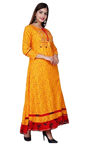 INDACORIFY Modisches Outfit, atemberaubender Kurti für Mädchen und Frauen, festliches Party-Bürokleid (Medium(38), Yellow) von INDACORIFY