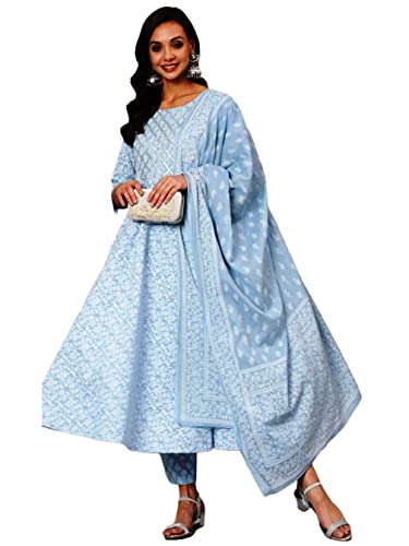 INDACORIFY Schöner Kurti-Hosenanzug aus Baumwolle für Mädchen und Frauen, festliche Party, Bürokleidung, Salwar Kameez-Kleid (XX-Large(44), Green) von INDACORIFY