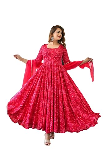 INDACORIFY Wunderschöner bedruckter Kurti-Anzug aus Baumwolle für Mädchen und Frauen, Festliche Party, Bürokleidung, Kleid Dupatta (Large(40)) von INDACORIFY