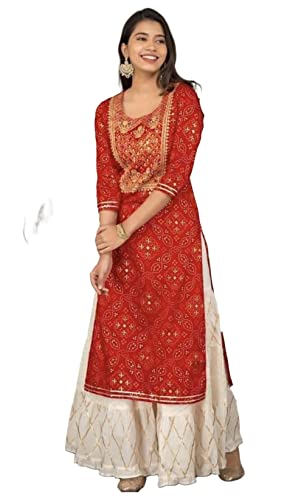 INDACORIFY Wunderschöne indische Stickerei Kurti Sharara für Mädchen und Frauen, festliches Party-Bürokleid (X-Large(42)) von INDACORIFY