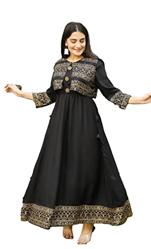 INDACORIFY Wunderschönes Kleid mit Golddruck und Jacke für Mädchen und Frauen, festliches Party-Bürokleid (Large(40)) von INDACORIFY