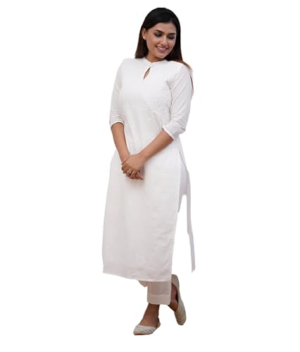 INDACORIFY Wunderschönes Suzani-Stickerei-Kurz-Kurti mit Palazzo-Set für Damenkleid (DE/NL/SE/PL, Alphanumerisch, M, Regular, Regular, Baumwolle) von INDACORIFY