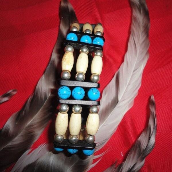 Hairpipe - Armband 3-Reihig Bone/ Howith von INDIANSTYLE