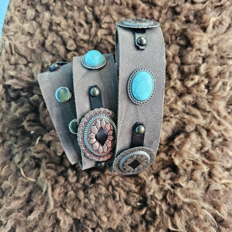 Ledergürtel - Wechselgürtel, Buckle-Gürtel, Braun, Vintage-Optik, Mit Concha | Gü 16 von INDIANSTYLE