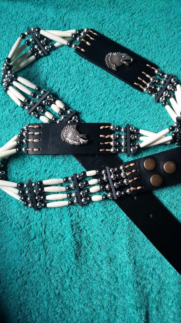 Wechselgürtel Mit Bones - Und Hämatitperlen von INDIANSTYLE
