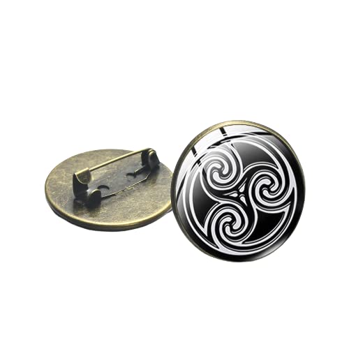 Antike keltische Knoten Triskelion Brosche Teen Wolf Symbol Retro Bedrucktes Glas Cabochon Runde Anstecknadeln Knopf Triskele Schmuck, Glas von INDIAURA