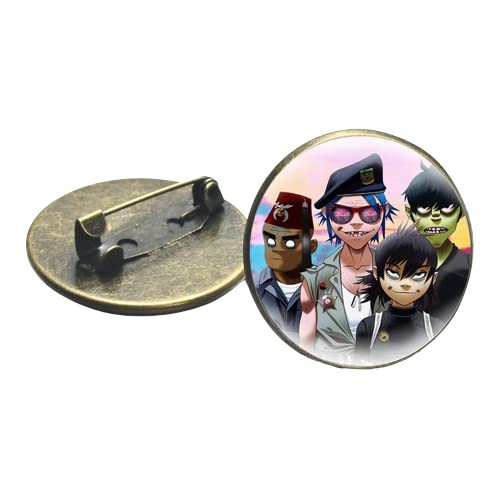 Gorillaz Boot Illust Musik-Ikonen Brosche Abzeichen Runde Broschen Anstecknadeln Glas Cabochon Handgefertigte Dekoration Schmuck Mädchen Geschenk, Glas von INDIAURA
