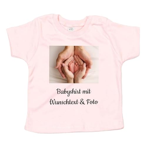 INDIGOS UG - Baby T-Shirt - Babyshirt mit Wunschname & Foto - Wunschtext Powder pink - 12-18 Monate - individuell - personalisiert - Name von INDIGOS UG
