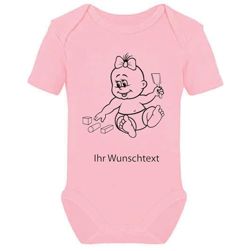 INDIGOS UG - Babystrampler - Strampler 008 mit Wunschname personalisiert - Wunschtext Babyrosa 74-80 von INDIGOS UG