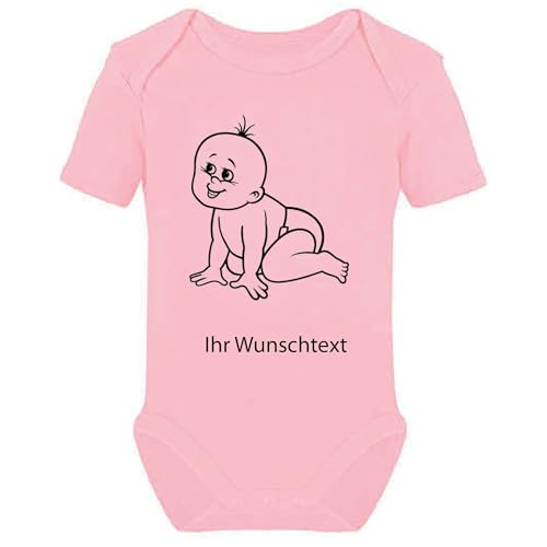 INDIGOS UG - Babystrampler - Strampler 013 mit Wunschname personalisiert - Wunschtext babyrosa 50-56 von INDIGOS UG