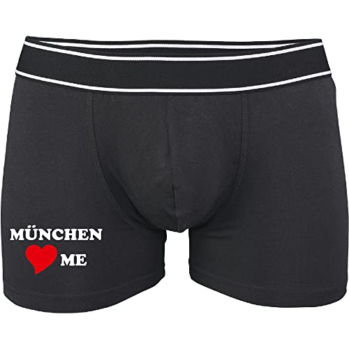 INDIGOS UG - Boxershorts Herren München - schwarz M - witzige Unterhose für Männer - Unterwäsche - Party Spaß Geschenk - Unterwäsche für Freizeit, Sport oder Fußball - Baumwolle atmungsaktiv & bequem von INDIGOS UG