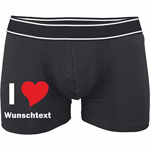 INDIGOS UG Boxershorts - Mann - schwarz - L - vorn - I Liebe Love mit Ihrem Namen oder Wunschtext Bedruckt - individuell personalisiert - Unterwäsche - Unterhose - Freizeit - lustig von INDIGOS UG