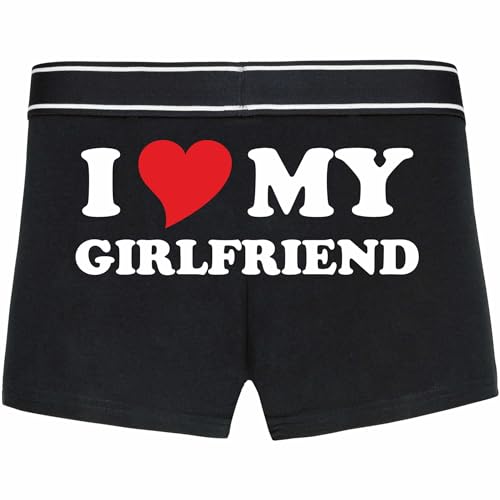 INDIGOS UG Boxershorts - Mann - schwarz - M - hinten - I Love My Girlfriend - lustiges Motiv - Spruch - Unterwäsche - Unterhose - Freizeit - lustig von INDIGOS UG