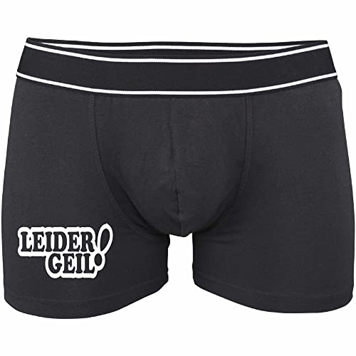 INDIGOS UG Boxershorts Herren schwarz - M - vorn - Leider Geil - Fun Unterhose für Männer - Unterwäsche - Party, Fußball, Geschenk, Freizeit von INDIGOS UG