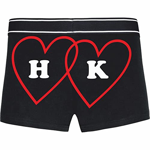 INDIGOS UG Boxershorts - Mann - schwarz - S - hinten - Herz Pants mit Wunschbuchstaben - Wunschtext Bedruckt - individuell personalisiert - Unterwäsche - Unterhose - Freizeit - lustig von INDIGOS UG