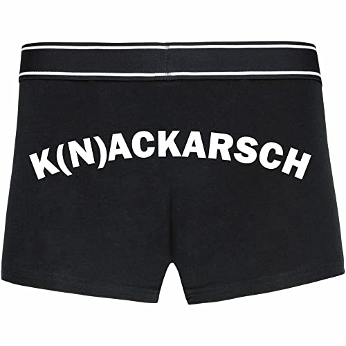 INDIGOS UG Boxershorts - Mann - schwarz - XL - hinten - K(N) ACKARSCH - lustiges Motiv - Spruch - Unterwäsche - Unterhose - Freizeit - lustig von INDIGOS UG