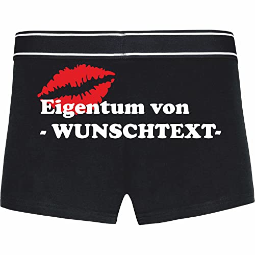 INDIGOS UG Boxershorts - Mann - schwarz - XXL - hinten - Eigentum von mit Ihrem Namen oder Wunschtext Bedruckt - individuell personalisiert - Unterwäsche - Unterhose - Freizeit - lustig von INDIGOS UG