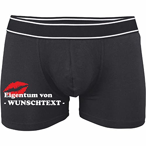 INDIGOS UG Boxershorts - Mann - schwarz - XXL - vorn - Eigentum von mit Ihrem Namen oder Wunschtext Bedruckt - individuell personalisiert - Unterwäsche - Unterhose - Freizeit - lustig von INDIGOS UG