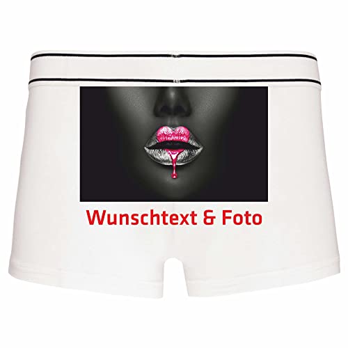 INDIGOS UG - Herren Boxershorts - weiß - M - hinten - Herren Boxershorts - mit Wunschtext und Foto Bedruckt - personalisierte Geschenke Männer - Unterwäsche - Unterhose - Freizeit - lustig von INDIGOS UG