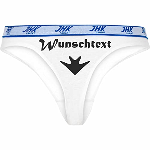 INDIGOS UG - Slip Damen Thong - weiß - M - beidseitig Bedruckt mit Pfeil - Wunschtext - personalisierte Geschenke - lustiges Motiv - Spruch - Damenunterwäsche - Unterhose personalisiert - Freizeit von INDIGOS UG