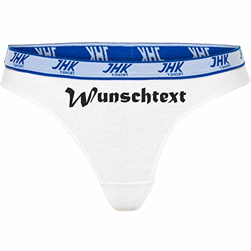 INDIGOS UG - Slip Damen Thong - weiß - S - hinten - Boxershorts Herren - mit Wunschtext oder Wunschname Bedruckt - personalisierte Geschenke - Damenunterwäsche - Unterhose personalisiert - Freizeit von INDIGOS UG