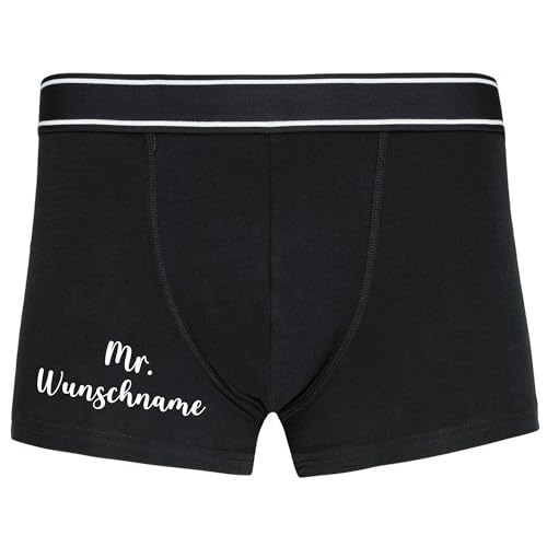 INDIGOS UG - Herren Boxershorts - Hochzeit - Mr Wunschname - schwarz - M - Wunschtext - Freunde, Hochzeit, Feier, Junggesellenabschied - lustiges Motiv - Spruch - Unterhose - Freizeit - lustig von INDIGOS UG