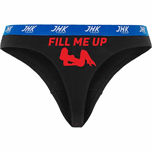 INDIGOS UG Slip Damen schwarz - XL - vorn - Fill ME UP - Fun Unterhose für Frau - Unterwäsche Thong - Party, Fußball, Geschenk, Freizeit von INDIGOS UG