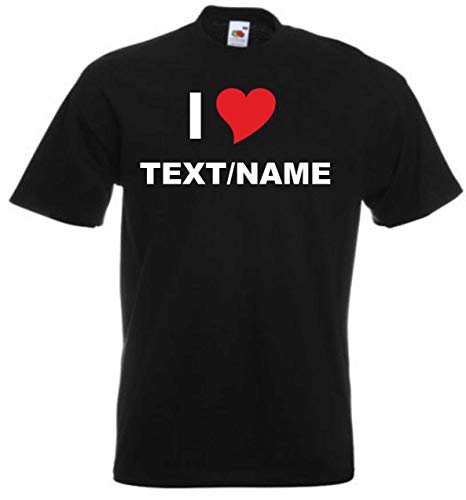 INDIGOS UG - T-Shirt Herren - I Love - Ich Liebe - Aufdruck mit Herz individuell - mit Wunschtext Bedruckt - Druck personalisiert - Geschenk für Party Sport Freundin Freund Mann von INDIGOS UG