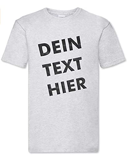 T-Shirt Herren - grau L - Aufdruck individuell - mit Wunschtext Bedruckt - Druck personalisiert - Geschenk für Party Sport von INDIGOS UG