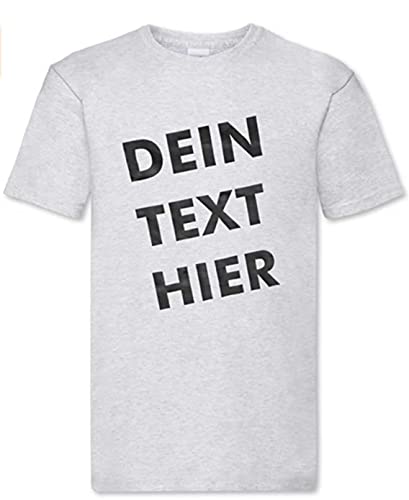 T-Shirt Herren - grau S - Aufdruck individuell - mit Wunschtext Bedruckt - Druck personalisiert - Geschenk für Party Sport von INDIGOS UG