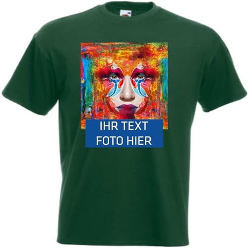 T-Shirt Herren - grün S - Aufdruck individuell - mit Foto Bedruckt - Wunschtext - Druck personalisiert - Geschenk für Party Sport von INDIGOS UG