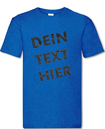 T-Shirt Herren - königsblau L - Aufdruck individuell - mit Wunschtext Bedruckt - Druck personalisiert - Geschenk für Party Sport von INDIGOS UG