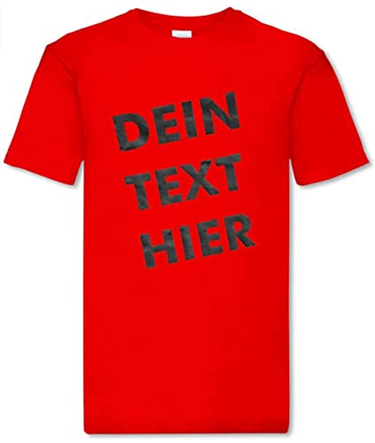 T-Shirt Herren - rot M - Aufdruck individuell - mit Wunschtext Bedruckt - Druck personalisiert - Geschenk für Party Sport von INDIGOS UG