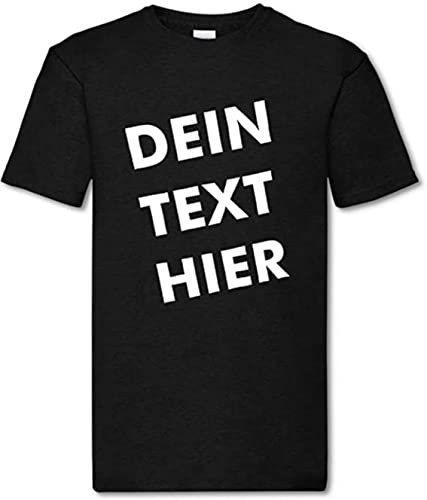 T-Shirt Herren - schwarz L - Aufdruck individuell - mit Wunschtext Bedruckt - Druck personalisiert - Geschenk für Party Sport von INDIGOS UG